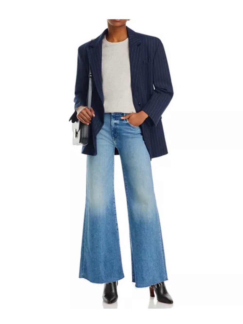 MOTHER The Roller Fray Wide Leg Jeans in Riding The Cliffside NWT Size 28 - Picture 1 of 9